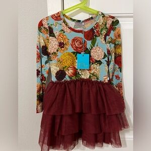 Posh Peanut Floral Dress with Tulle Skirt